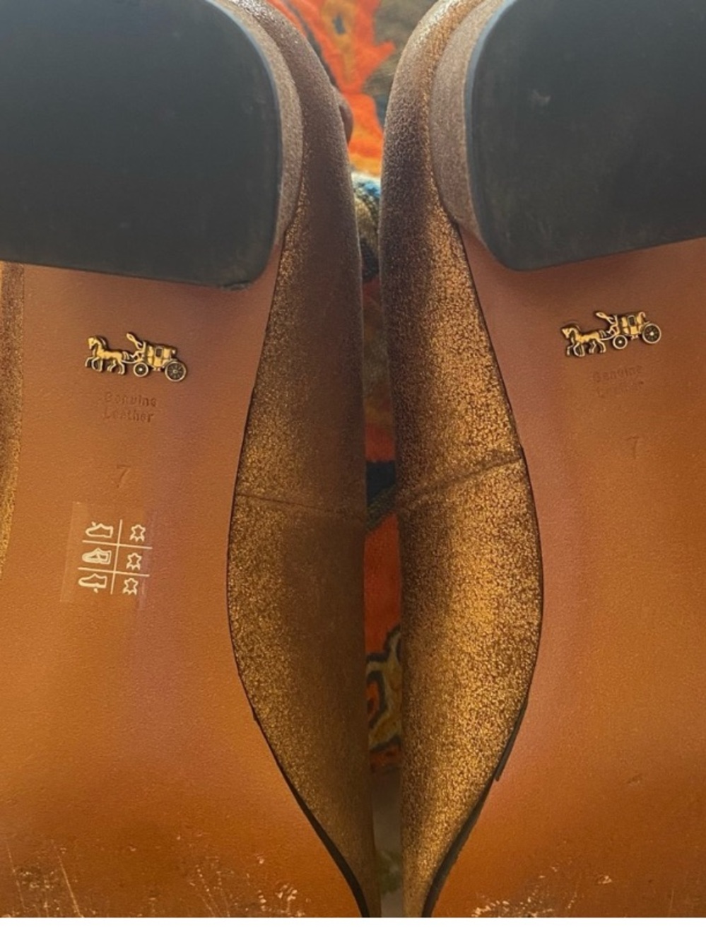 COACH METALLIC GOLD SUEDE 45MM ANKLE STRAP PUMPS WITH BLOCK HEEL SIZE 7B - Picture 5 of 10